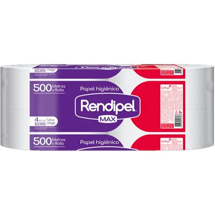 Papel-Higienico-Rendipel-Max-1-Hoja-500Mts-X-4Un-Cod-52305